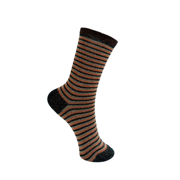 BLACK COLOUR Vibrant striped socks coffee