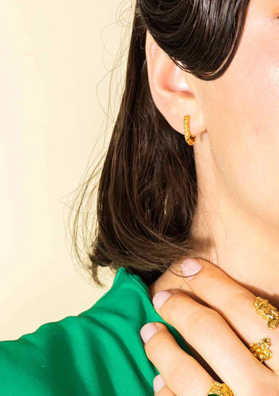 HOUSE OF VINCENT riddle hoop earrings gilded