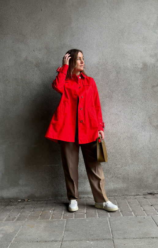 HERNO WOMANS WOVEN HALF COAT RED