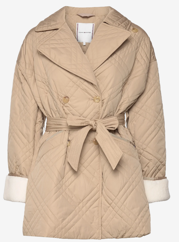 TOMMY HILFIGER QUILTED PEACOAT BEIGE