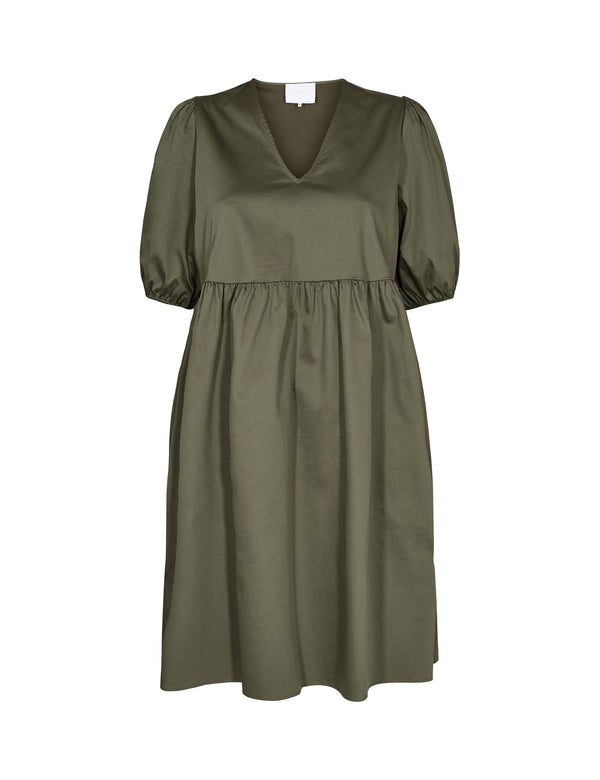 LEVETE ROOM ISLA SOLID 89 DRESS ARMY