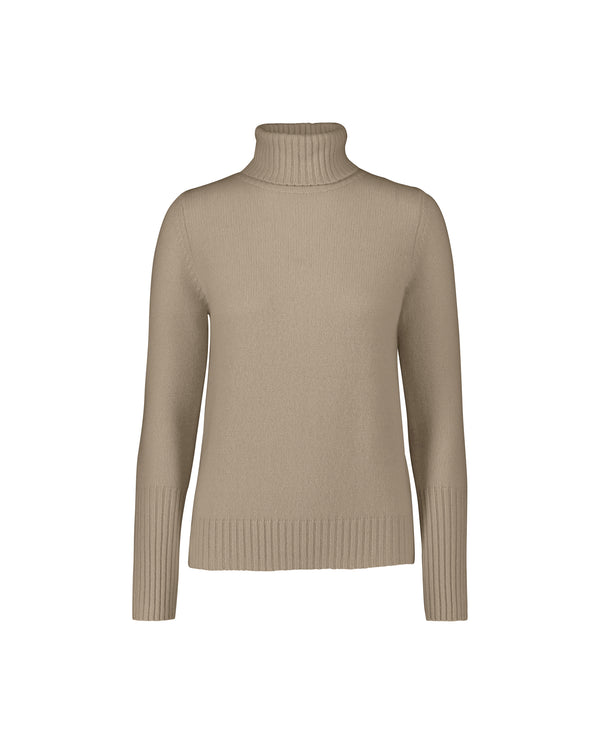 ALLUDE TAUPE TURTLENECK SWEATER