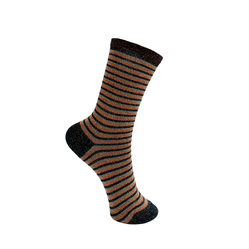 BLACK COLOUR Vibrant striped socks coffee