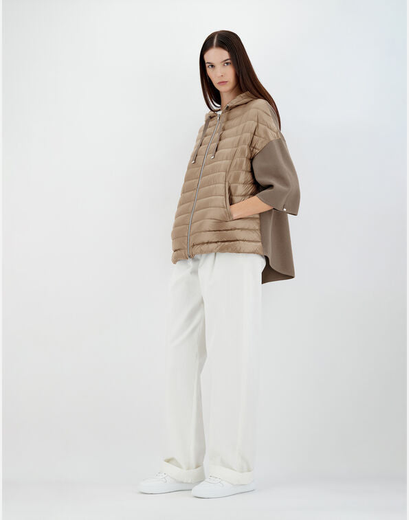 HERNO WOMANS KNITTED HALF COAT CAMEL