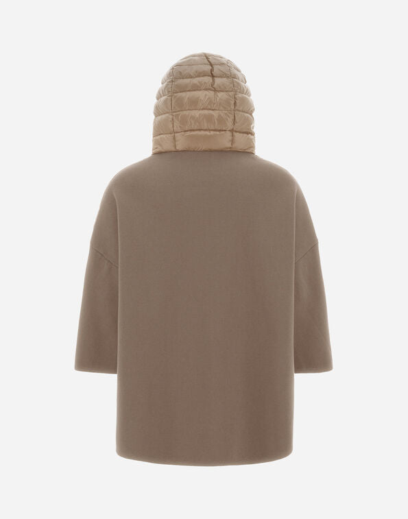 HERNO WOMANS KNITTED HALF COAT CAMEL