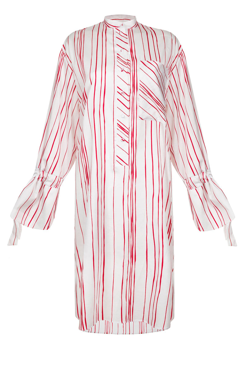 MYKKE HOFMANN SHIRT DRESS WHITE RED STRIPE