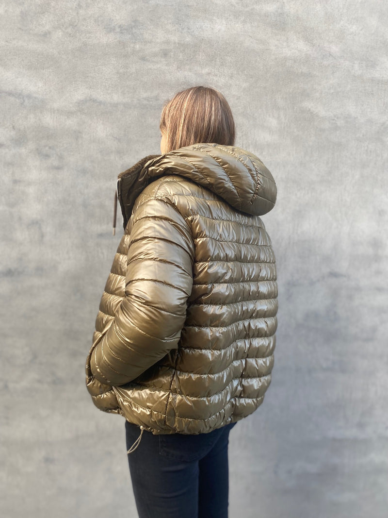 HERNO OLIVE GREEN TEDDY PUFFER