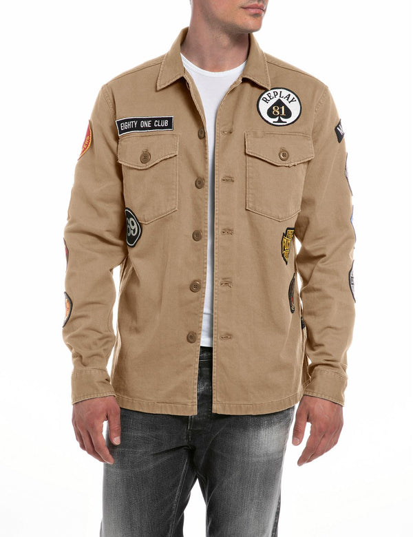 REPLAY BROWN PATCHES OVERSHIRT