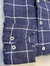 STENSTRÖMS BLUE CHECKED LINEN FITTED BODY